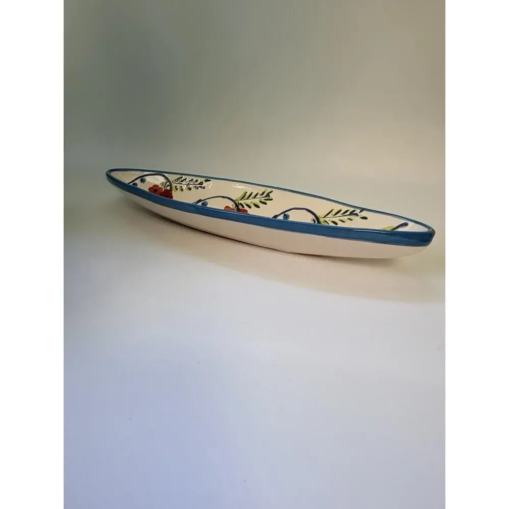 Spanish Pottery Ceramic Dish Hand Painted From Spain Colorful‎ Oval 15.5” Decor